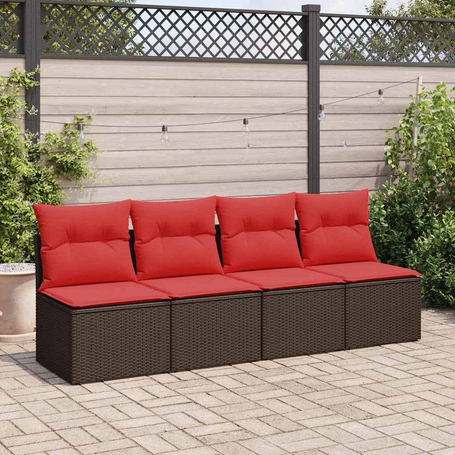 2-delige Loungeset met kussens poly rattan acacia bruin