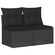 4-delige Loungeset met kussens poly rattan acacia zwart