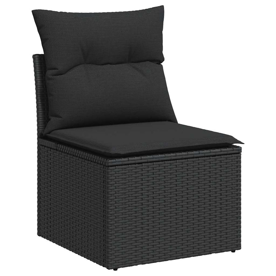 4-delige Loungeset met kussens poly rattan acacia zwart