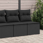 4-delige Loungeset met kussens poly rattan acacia zwart