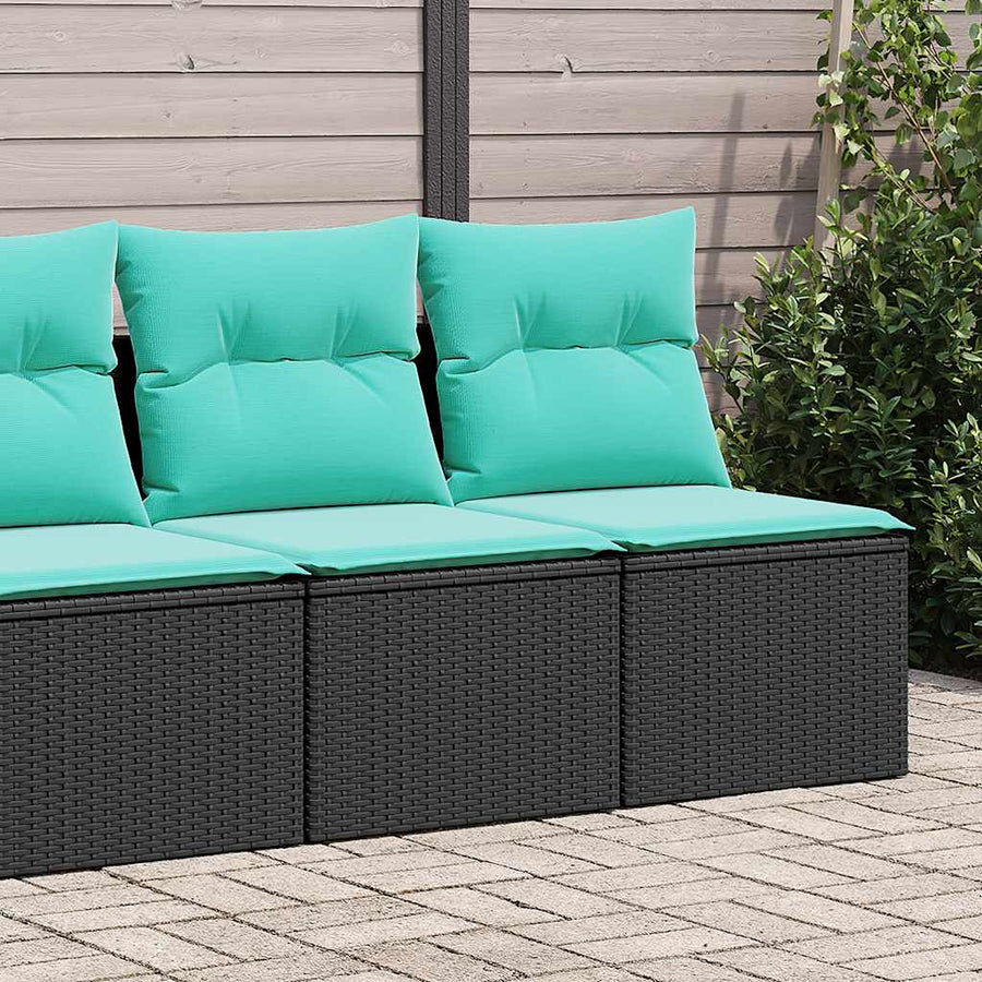 2-delige Loungeset met kussens poly rattan acacia zwart