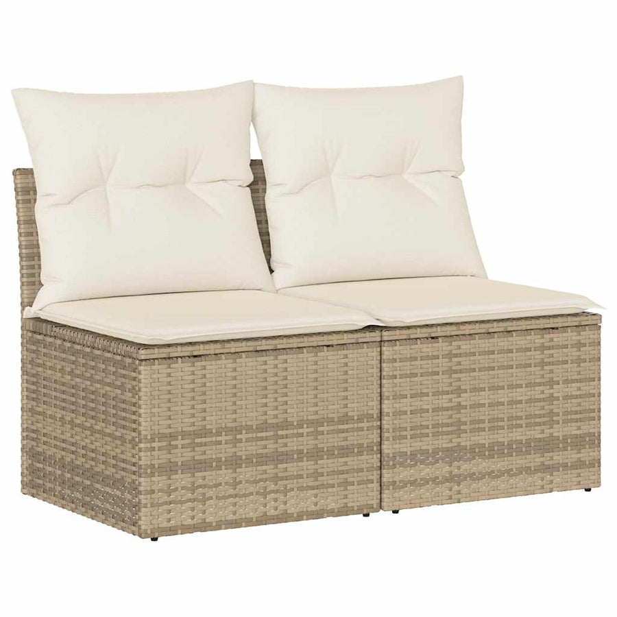 4-delige Loungeset met kussens poly rattan acacia beige