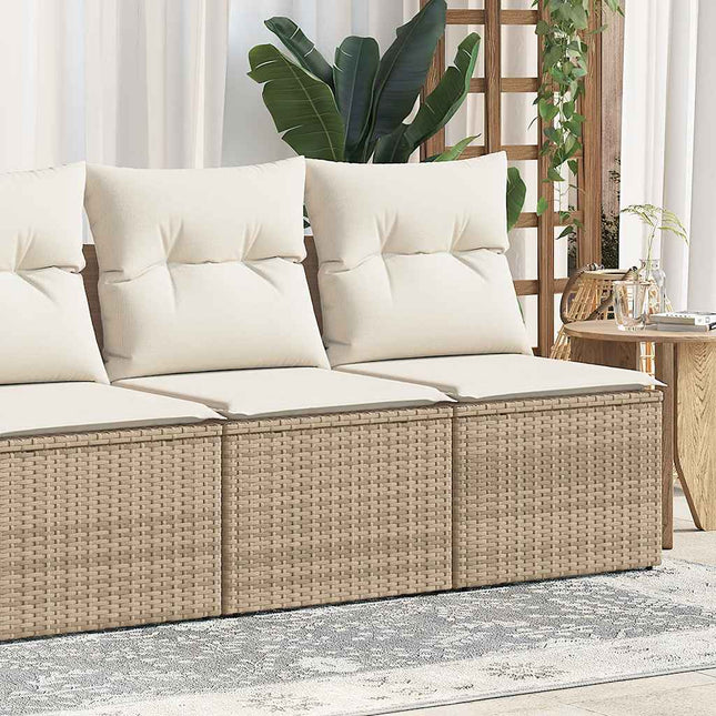 4-delige Loungeset met kussens poly rattan acacia beige