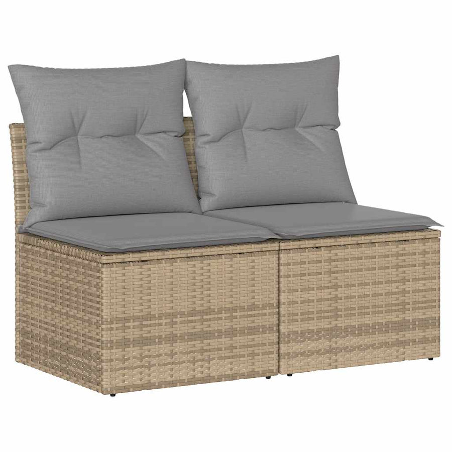 4-delige Loungeset met kussens poly rattan acacia beige
