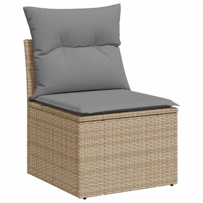 4-delige Loungeset met kussens poly rattan acacia beige