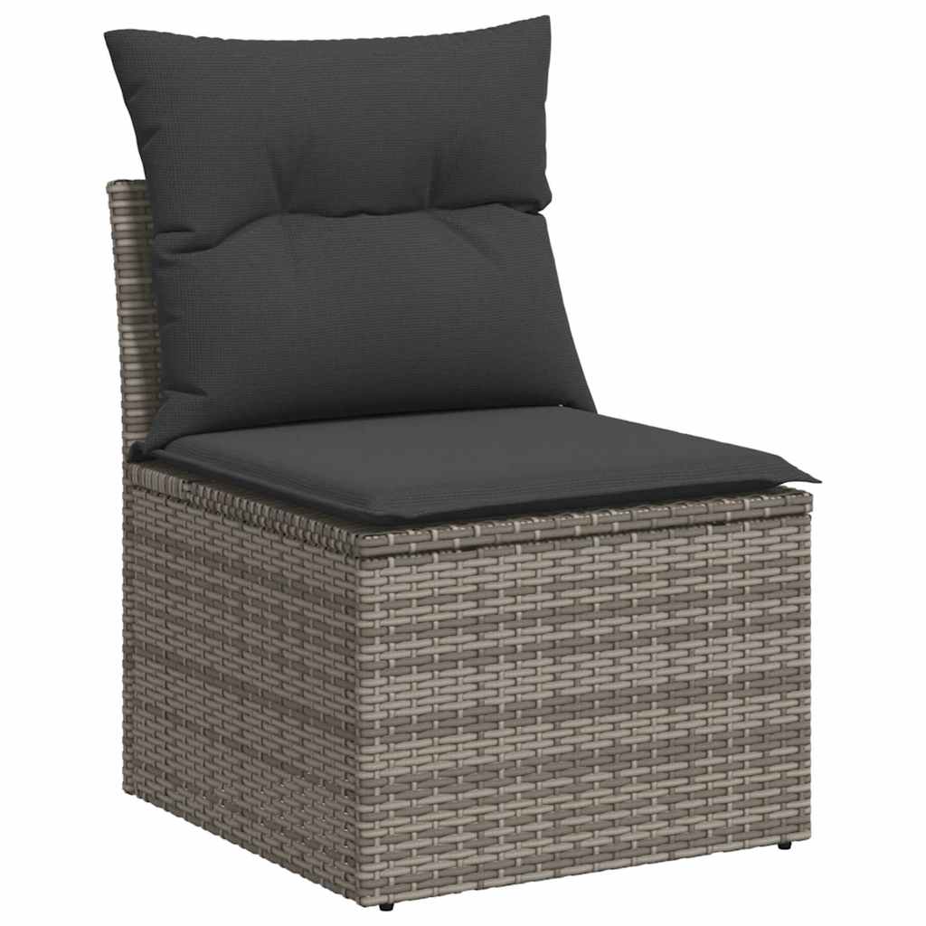 4-delige Loungeset met kussens poly rattan acacia grijs