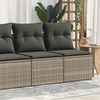 4-delige Loungeset met kussens poly rattan acacia grijs