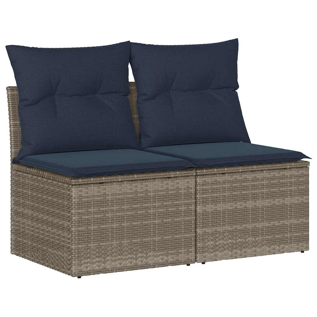 2-Delige Loungeset Met Kussens Poly Rattan Acacia 1 Grijs