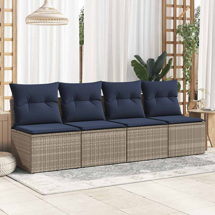 2-Delige Loungeset Met Kussens Poly Rattan Acacia 1 Grijs