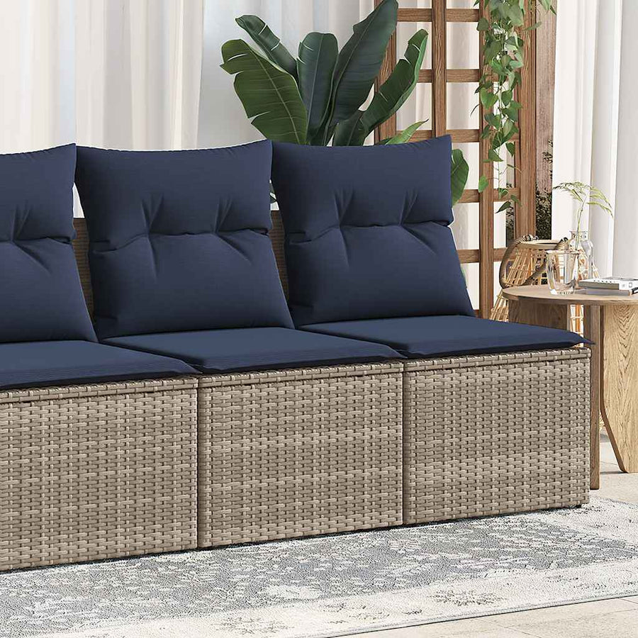 2-Delige Loungeset Met Kussens Poly Rattan Acacia 1 Grijs