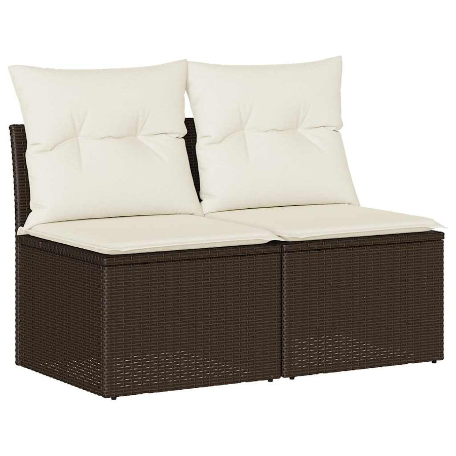 4-delige Loungeset met kussens poly rattan acacia bruin