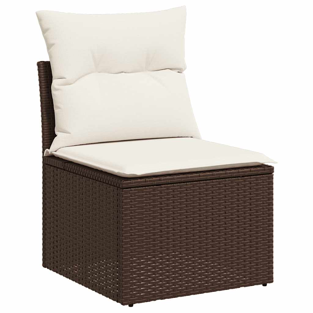 4-delige Loungeset met kussens poly rattan acacia bruin