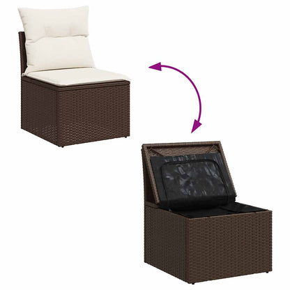 4-delige Loungeset met kussens poly rattan acacia bruin