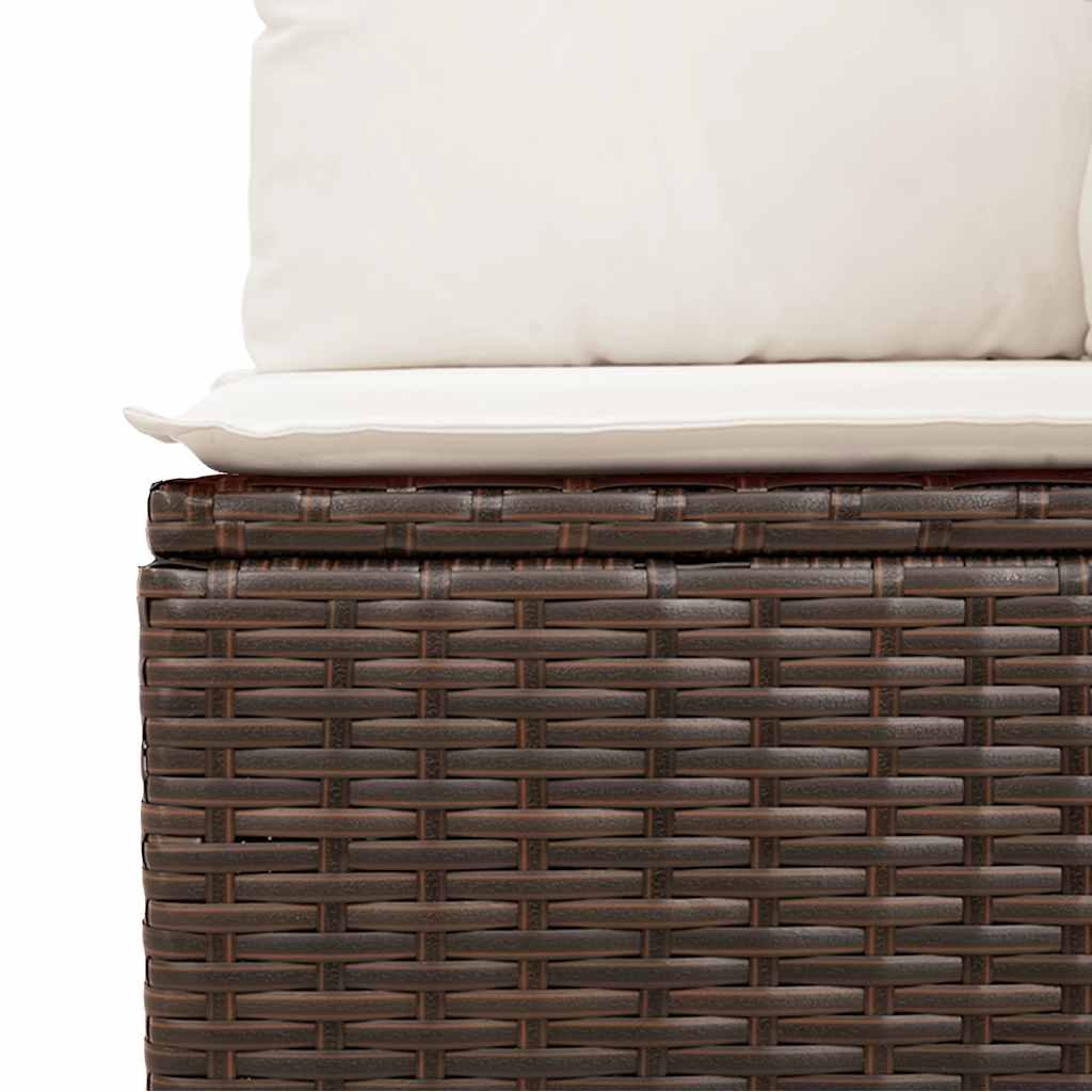 4-delige Loungeset met kussens poly rattan acacia bruin