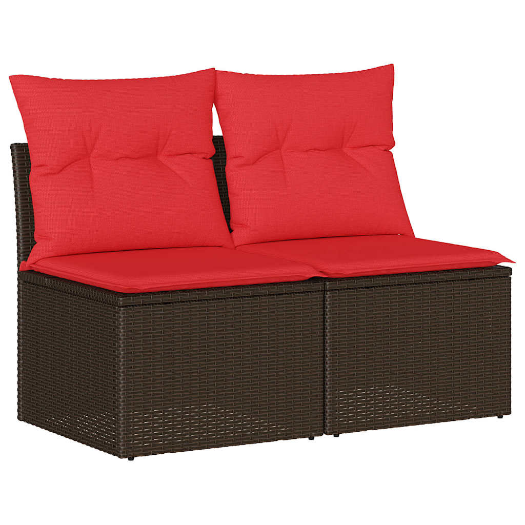 2-Delige Loungeset Met Kussens Poly Rattan Acacia 1 Bruin