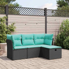 Loungeset 4-delig poly rattan zwart