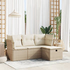 4-delige Loungeset met kussens poly rattan beige