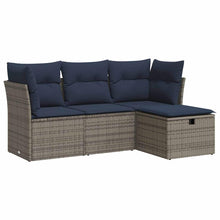 4-delige Loungeset met kussens poly rattan grijs