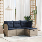 Loungeset 4-delig poly rattan grijs