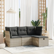 Loungeset 4-delig poly rattan lichtgrijs