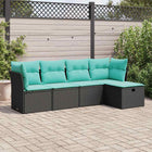 5-Piece Loungeset with Cushions Poly Rattan Black