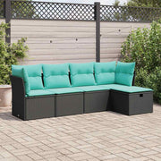 Loungeset 5-delig poly rattan zwart