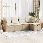 Loungeset poly rattan 5-delig beige