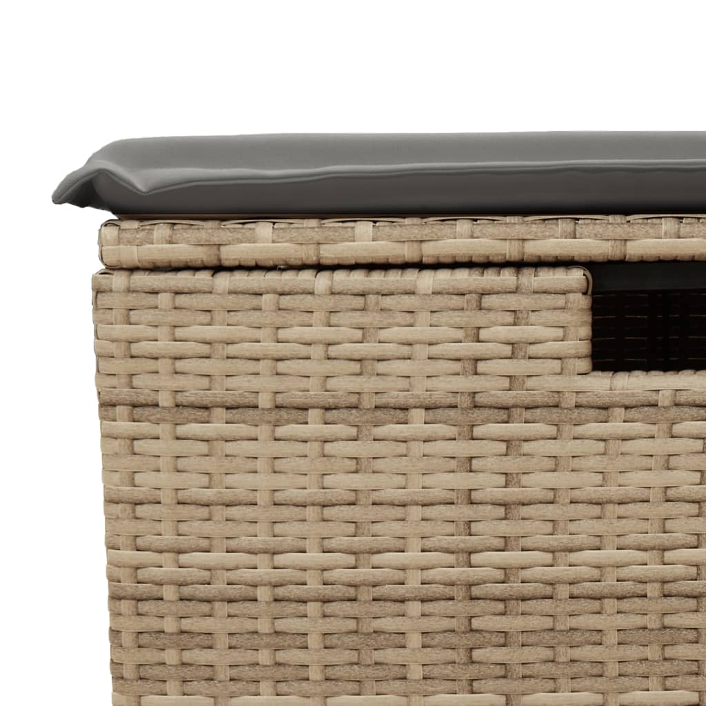 5-delige Loungeset met kussens poly rattan beige