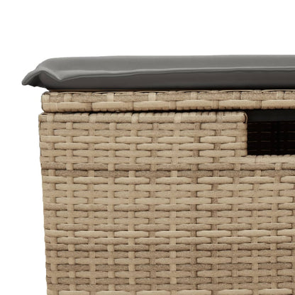5-delige Loungeset met kussens poly rattan beige