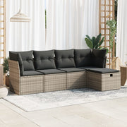 Loungeset 5-delig poly rattan grijs
