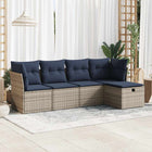 Loungeset 5-delig poly rattan grijs