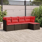 Loungeset 5-delig poly rattan bruin