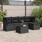 Loungeset 6-delig poly rattan zwart