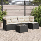 6-piece Lounge Set with Cushions Poly Rattan Black