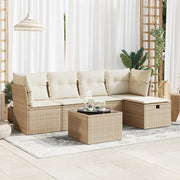 Loungeset 6-delig poly rattan beige