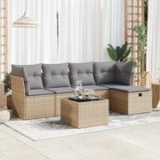Loungeset 6-delig poly rattan beige