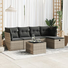 6-piece Lounge Set with Cushions Poly Rattan Grey