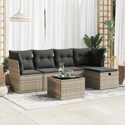Loungeset 6-delig poly rattan grijs