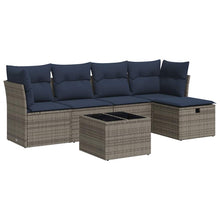 6-delige Loungeset met kussens poly rattan grijs