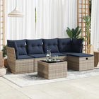 6-piece Lounge Set with Cushions Poly Rattan Grey