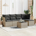 6-piece Lounge Set with cushions poly rattan light grey