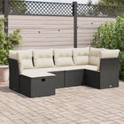 6-piece Lounge Set with Cushions Poly Rattan Black