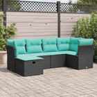 6-piece Lounge Set with Cushions Poly Rattan Black