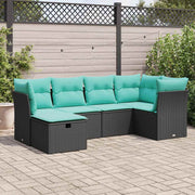 Loungeset 6-delig poly rattan zwart
