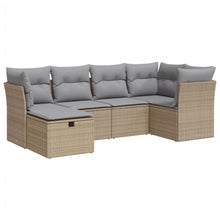 6-delige Loungeset met kussens poly rattan beige
