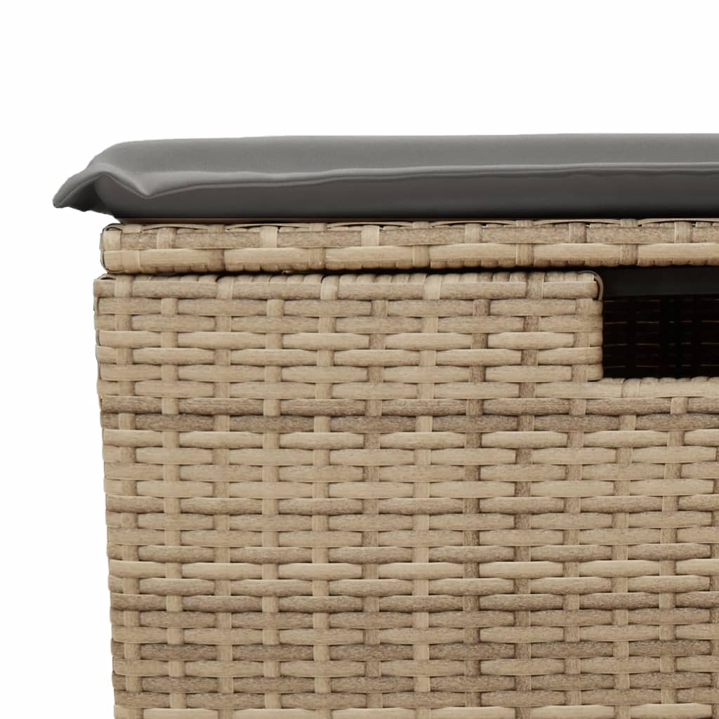 6-delige Loungeset met kussens poly rattan beige