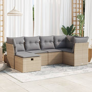 Loungeset 6-delig poly rattan beige