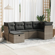 Loungeset 6-delig poly rattan grijs