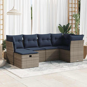 Loungeset 6-delig poly rattan grijs