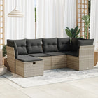 6-piece Lounge Set with cushions poly rattan light grey